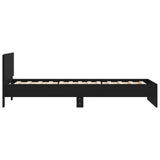 Bedframe met hoofdbord bewerkt hout zwart 100x200 cm