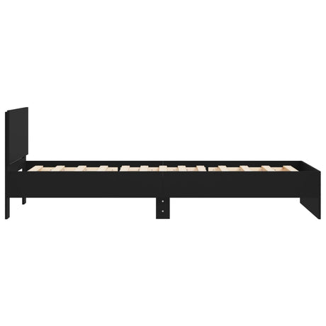 Bedframe met hoofdbord bewerkt hout zwart 100x200 cm