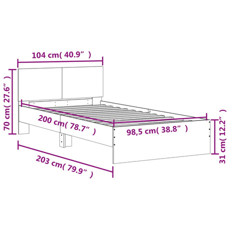 Bedframe met hoofdbord zonder matras sonoma eiken 100x200 cm