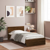 Bedframe met hoofdbord zonder matras bruin eiken 100x200 cm