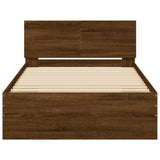 Bedframe met hoofdbord zonder matras bruin eiken 100x200 cm