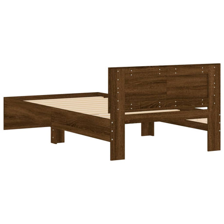 Bedframe met hoofdbord zonder matras bruin eiken 100x200 cm