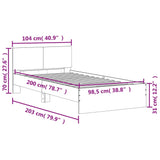 Bedframe met hoofdbord zonder matras bruin eiken 100x200 cm