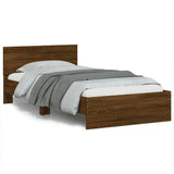 Bedframe met hoofdbord zonder matras bruin eiken 100x200 cm