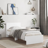 Bedframe met hoofdbord bewerkt hout wit 90x200 cm