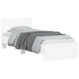 Bedframe met hoofdbord bewerkt hout wit 90x200 cm