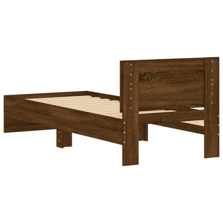 Bedframe met hoofdbord zonder matras bruin eikenkleur 90x200 cm