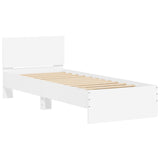 Bedframe met hoofdeinde bewerkt hout wit 90x190 cm