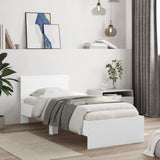 Bedframe met hoofdeinde bewerkt hout wit 90x190 cm