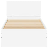 Bedframe met hoofdeinde bewerkt hout wit 90x190 cm