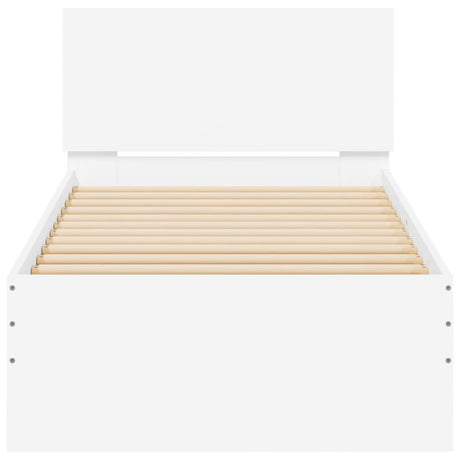Bedframe met hoofdeinde bewerkt hout wit 90x190 cm