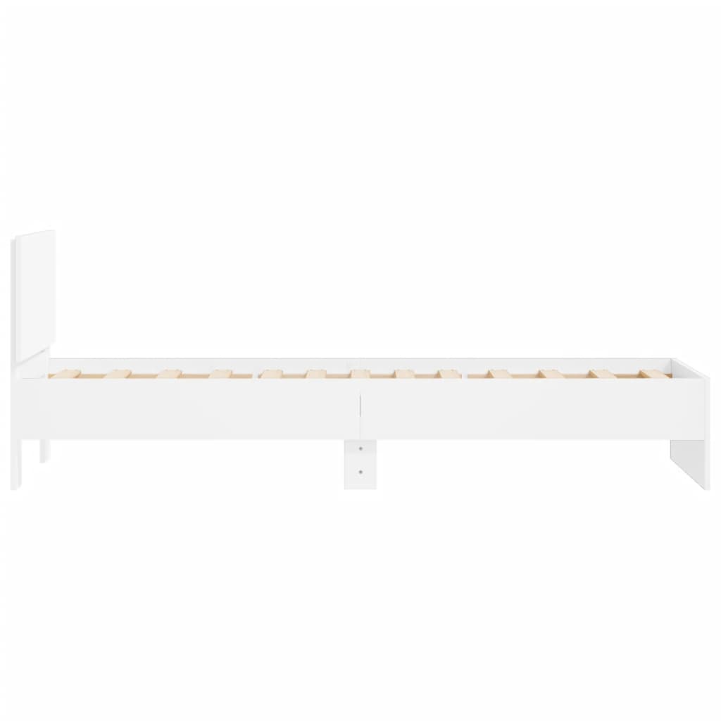 Bedframe met hoofdeinde bewerkt hout wit 90x190 cm