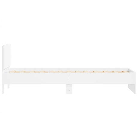 Bedframe met hoofdeinde bewerkt hout wit 90x190 cm