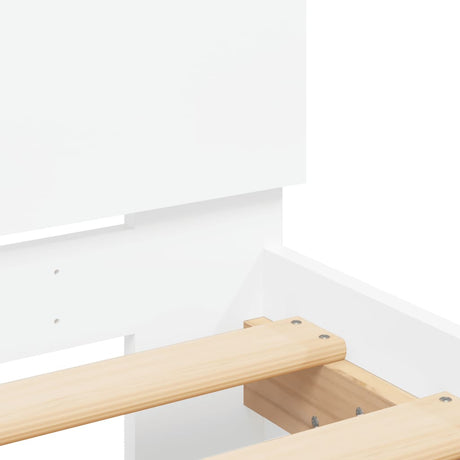 Bedframe met hoofdeinde bewerkt hout wit 90x190 cm
