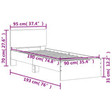 Bedframe met hoofdeinde bewerkt hout wit 90x190 cm