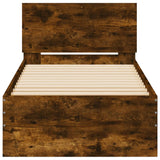 Bedframe met hoofdeinde bewerkt hout gerookt eiken 90x190 cm
