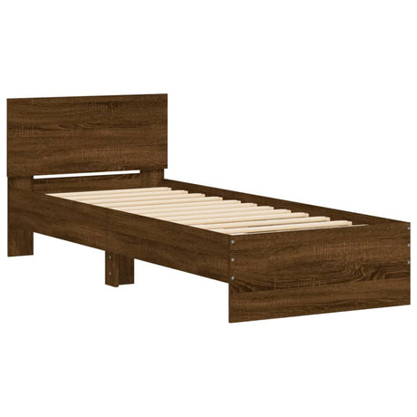 Bedframe met hoofdbord zonder matras bruin eikenkleur 90x190 cm