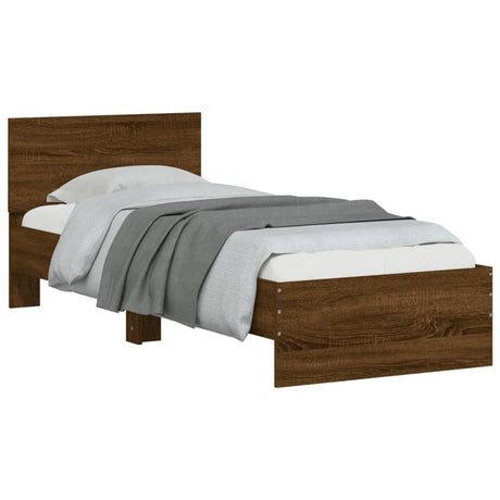 Bedframe met hoofdbord zonder matras bruin eikenkleur 90x190 cm