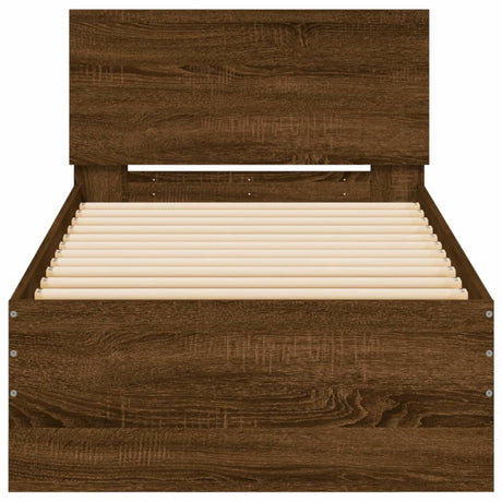 Bedframe met hoofdbord zonder matras bruin eikenkleur 90x190 cm