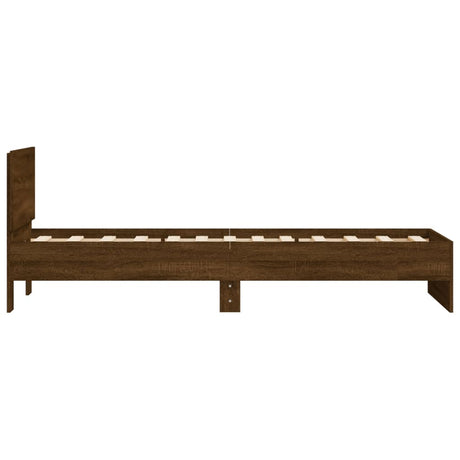 Bedframe met hoofdbord zonder matras bruin eikenkleur 90x190 cm