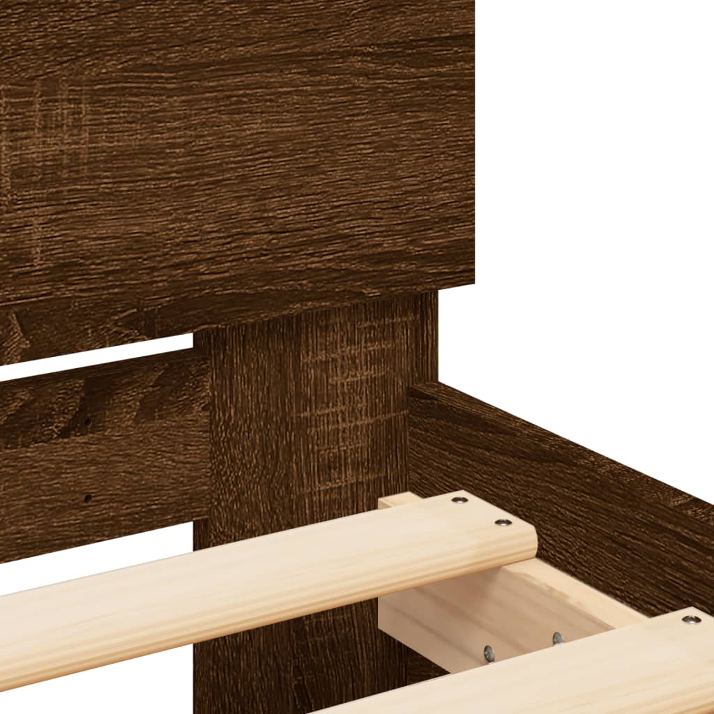 Bedframe met hoofdbord zonder matras bruin eikenkleur 90x190 cm