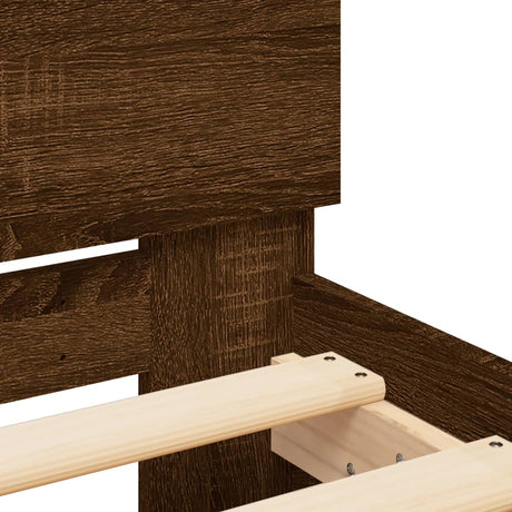 Bedframe met hoofdbord zonder matras bruin eikenkleur 90x190 cm