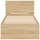 Bedframe met hoofdbord zonder matras sonoma eiken 75x190 cm