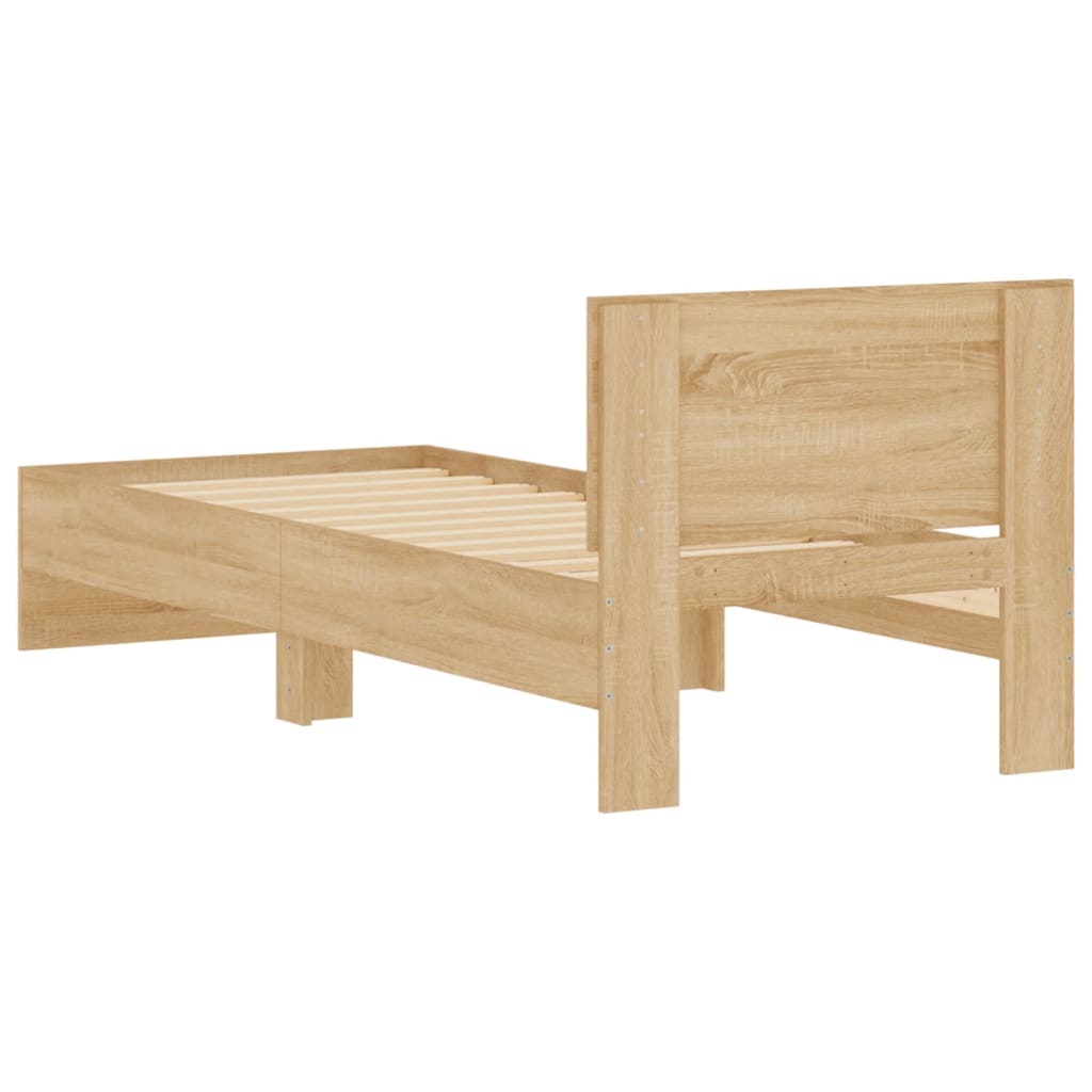 Bedframe met hoofdbord zonder matras sonoma eiken 75x190 cm