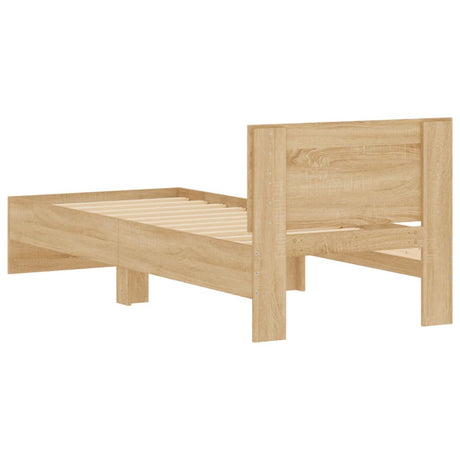 Bedframe met hoofdbord zonder matras sonoma eiken 75x190 cm