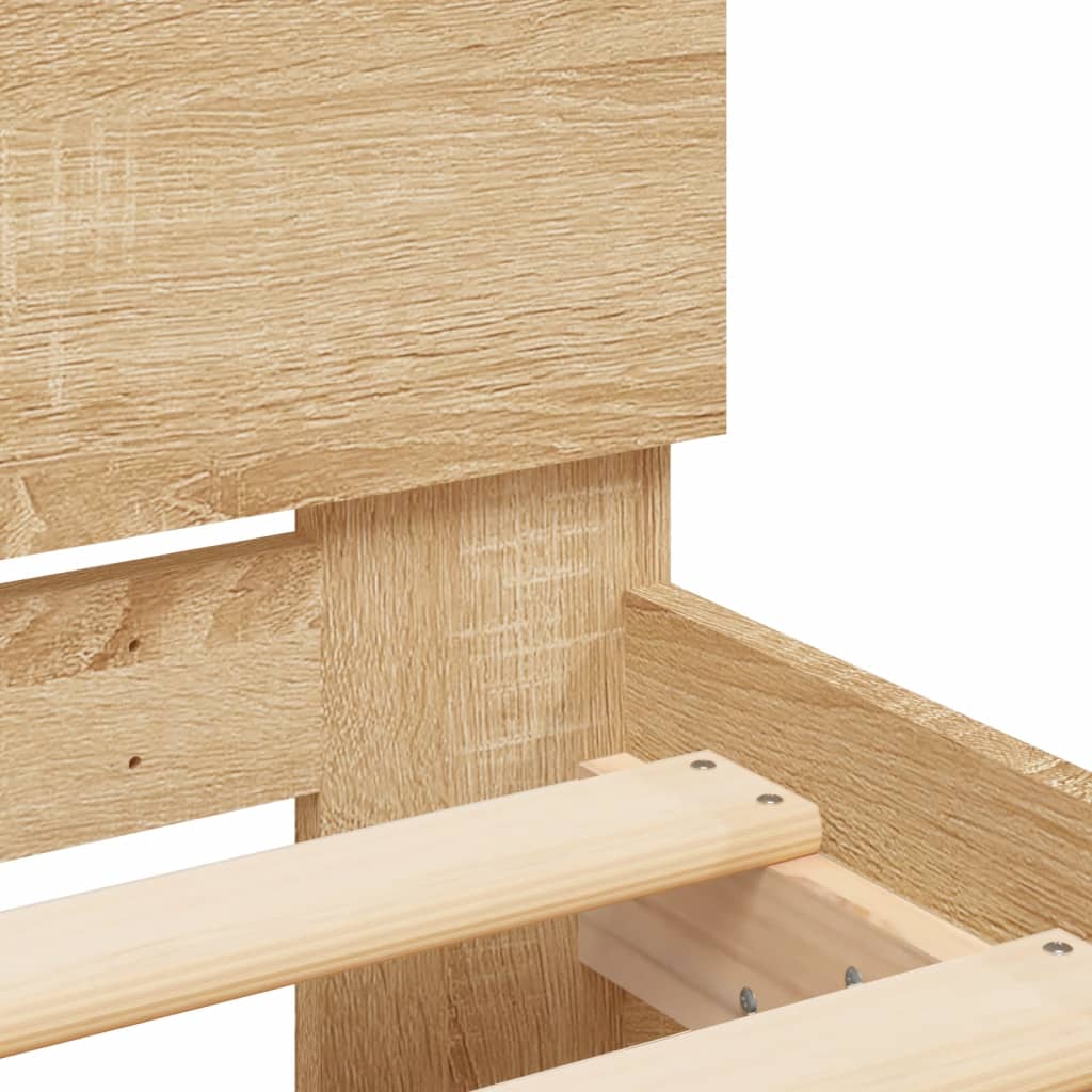 Bedframe met hoofdbord zonder matras sonoma eiken 75x190 cm