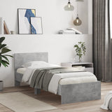 Bedframe met hoofdbord bewerkt hout betongrijs 75x190 cm