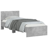 Bedframe met hoofdbord bewerkt hout betongrijs 75x190 cm