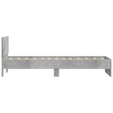 Bedframe met hoofdbord bewerkt hout betongrijs 75x190 cm