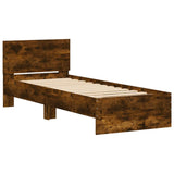 Bedframe met hoofdbord bewerkt hout gerookt eiken 75x190 cm