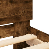 Bedframe met hoofdbord bewerkt hout gerookt eiken 75x190 cm