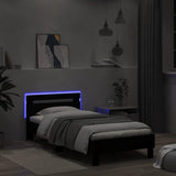 Bedframe met hoofdbord en LED-verlichting zwart 100x200 cm