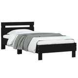 Bedframe met hoofdbord en LED-verlichting zwart 100x200 cm