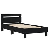 Bedframe met hoofdbord en LED-verlichting zwart 100x200 cm