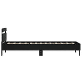Bedframe met hoofdbord en LED-verlichting zwart 100x200 cm