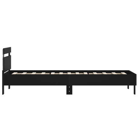 Bedframe met hoofdbord en LED-verlichting zwart 100x200 cm