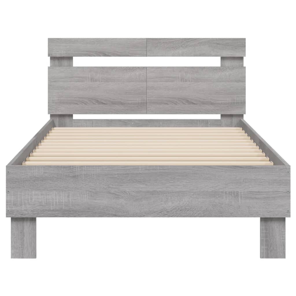 Bedframe met hoofdbord en LED grijs sonoma eiken 100x200 cm
