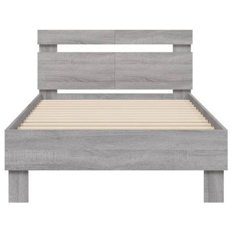 Bedframe met hoofdbord en LED grijs sonoma eiken 100x200 cm