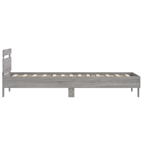 Bedframe met hoofdbord en LED grijs sonoma eiken 100x200 cm