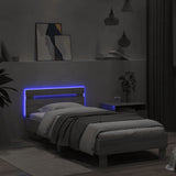 Bedframe met hoofdbord en LED grijs sonoma eikenkleur 90x200 cm