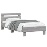 Bedframe met hoofdbord en LED grijs sonoma eikenkleur 90x200 cm