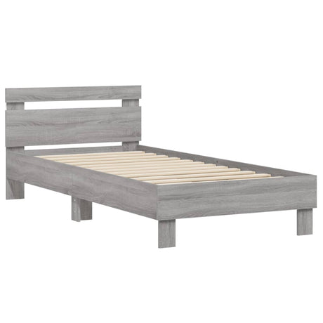 Bedframe met hoofdbord en LED grijs sonoma eikenkleur 90x200 cm