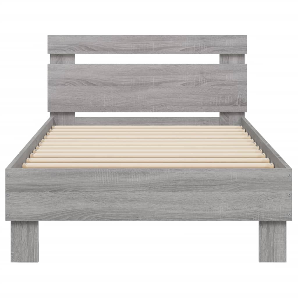 Bedframe met hoofdbord en LED grijs sonoma eikenkleur 90x200 cm