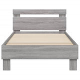 Bedframe met hoofdbord en LED grijs sonoma eikenkleur 90x200 cm