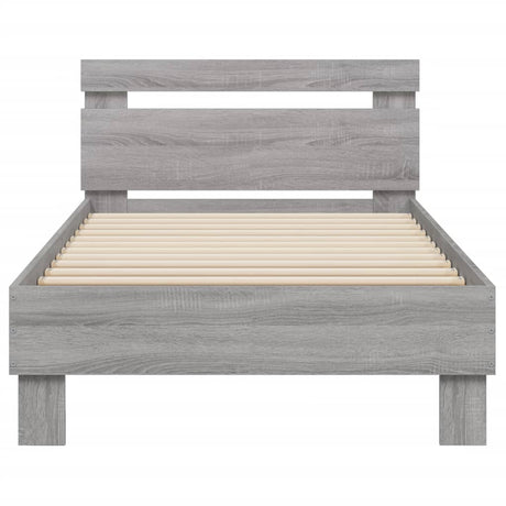 Bedframe met hoofdbord en LED grijs sonoma eikenkleur 90x200 cm
