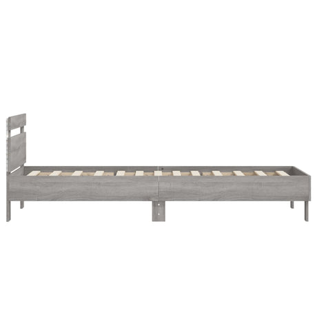 Bedframe met hoofdbord en LED grijs sonoma eikenkleur 90x200 cm